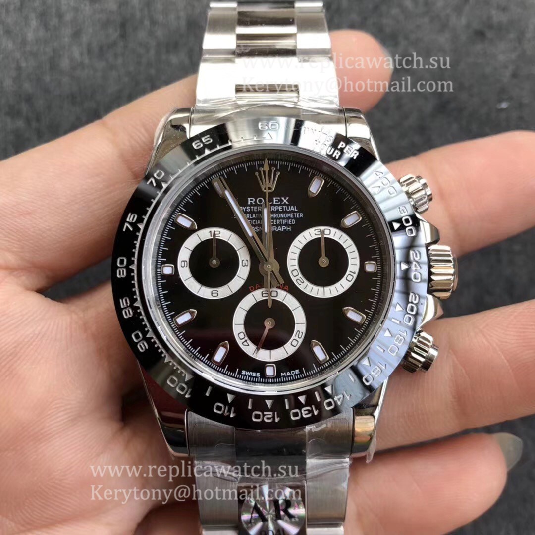 Replica R01ex Daytona 116500 LN ARF V2 SS 904L Black Dial 4130