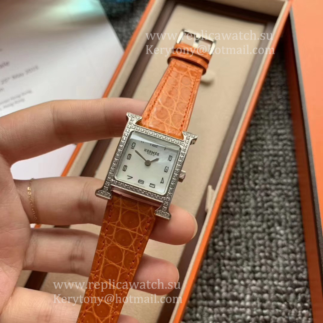 Best Price H**me5 Heure H 21mm Ladies Z6F SS & D1am0nd MOP Dial Quartz (Box included)