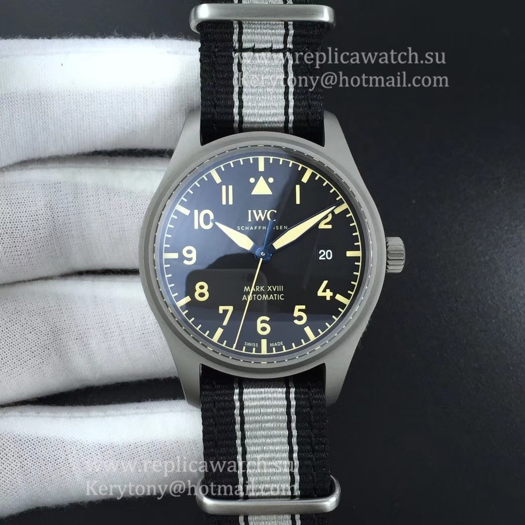 Perfect Replica IWC Pilot Mark XVIII IW327006 M+F Titanium Black Dial 35111