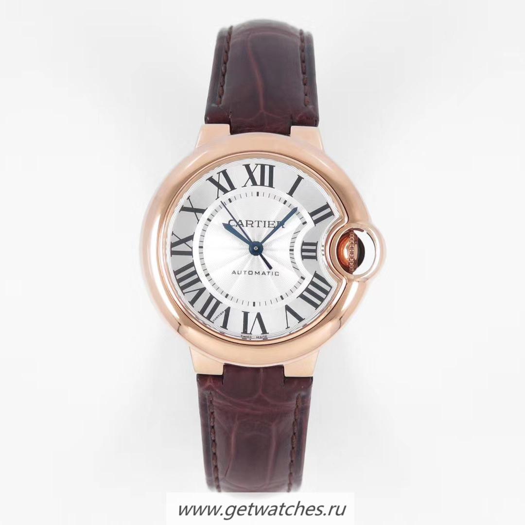 High Quality Ca*t1er Ballon Bleu 33mm AF Rose Gold Silver Dial Seiko NH05A